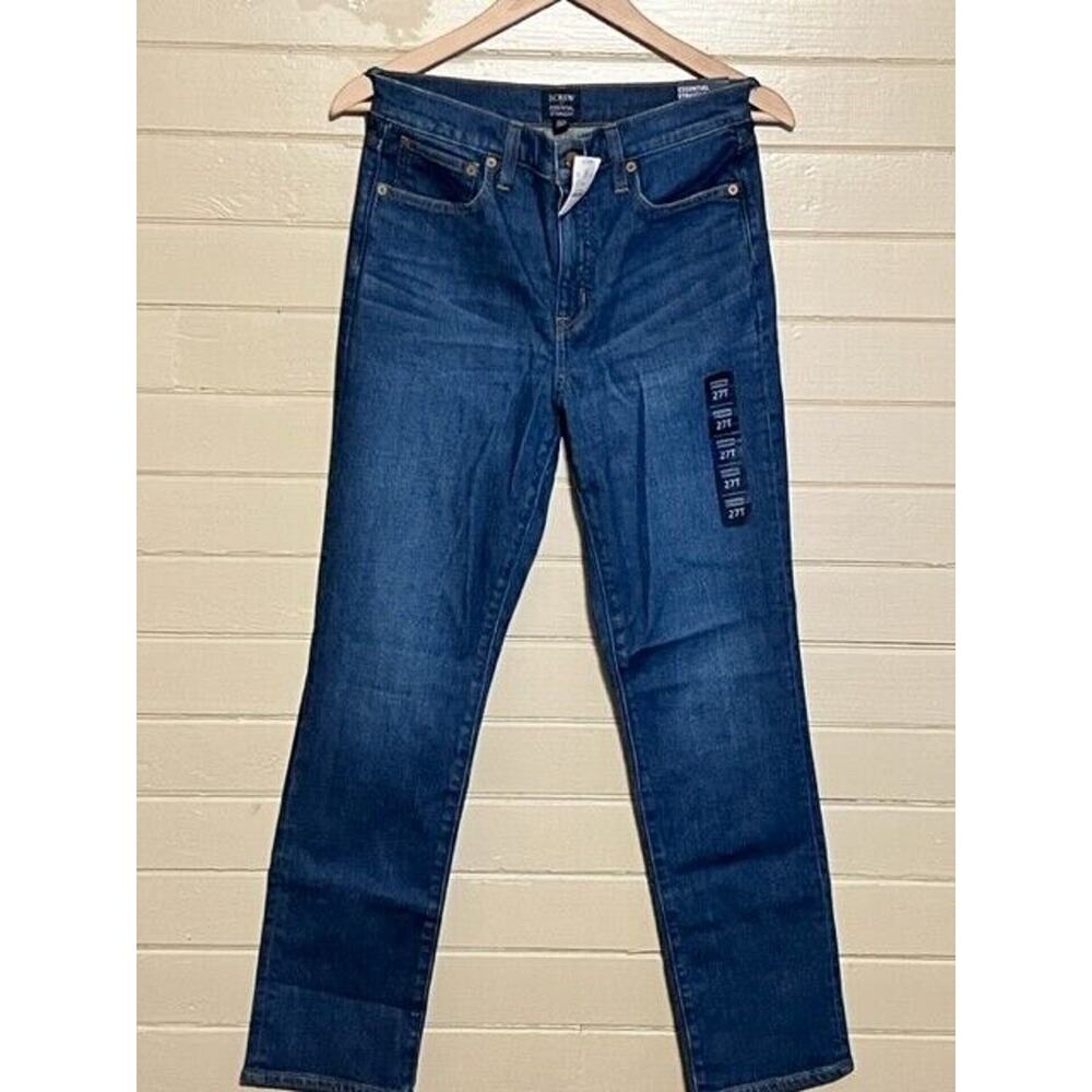 J. Crew Women's Stretch Fit Essential Straight Leg Jeans Blue Size 27Tx30 NWT